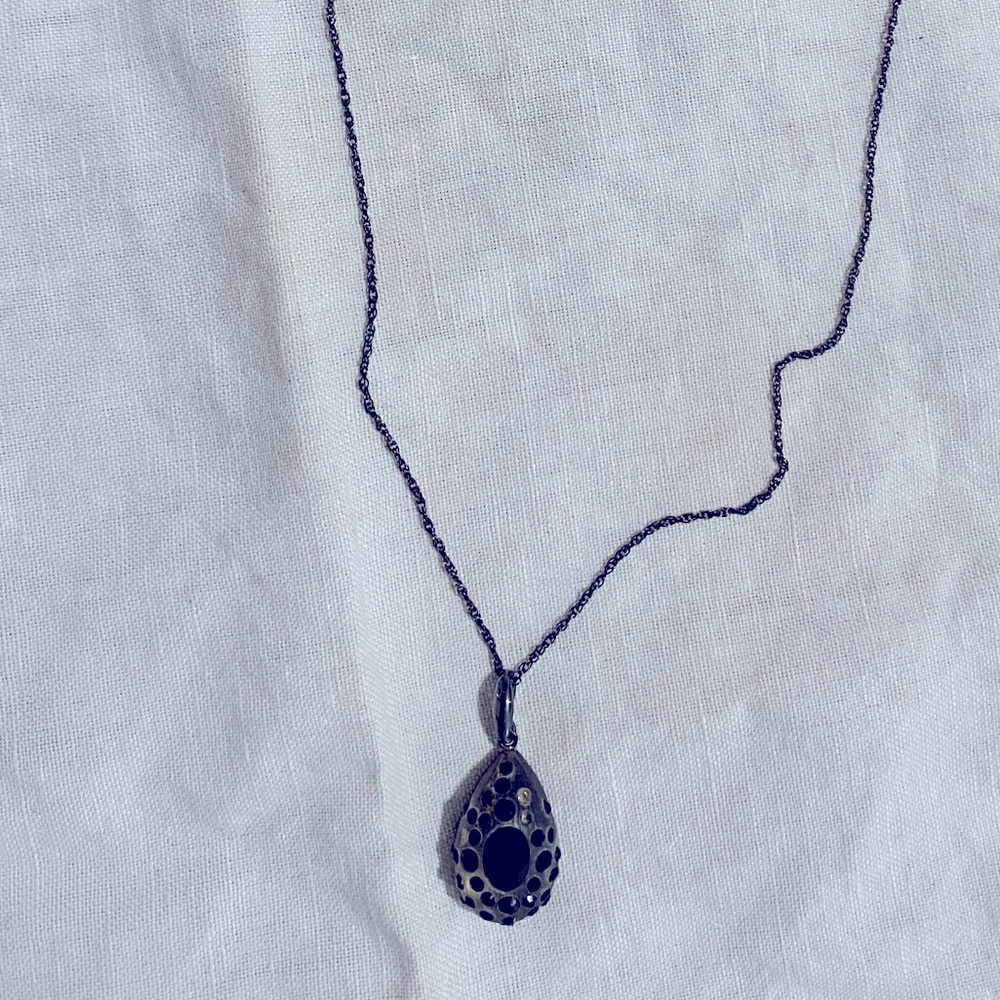 Sale!! Alexis Bittar sterling silver black rhinestones and resin necklace.